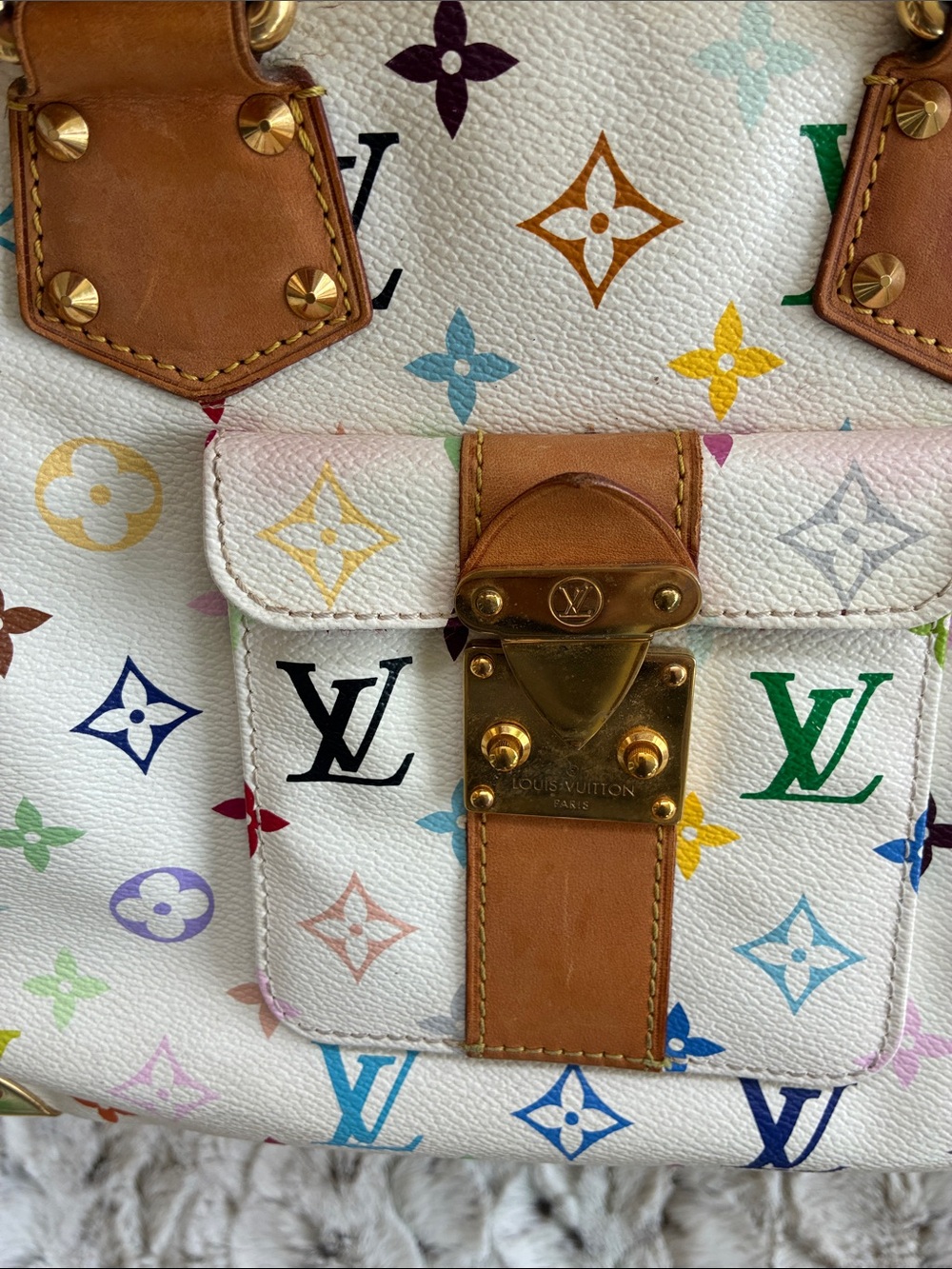 Louis Vuitton Speedy 30 Murakami Multicolor on White S Lock VGUC - Picture 14 of 17